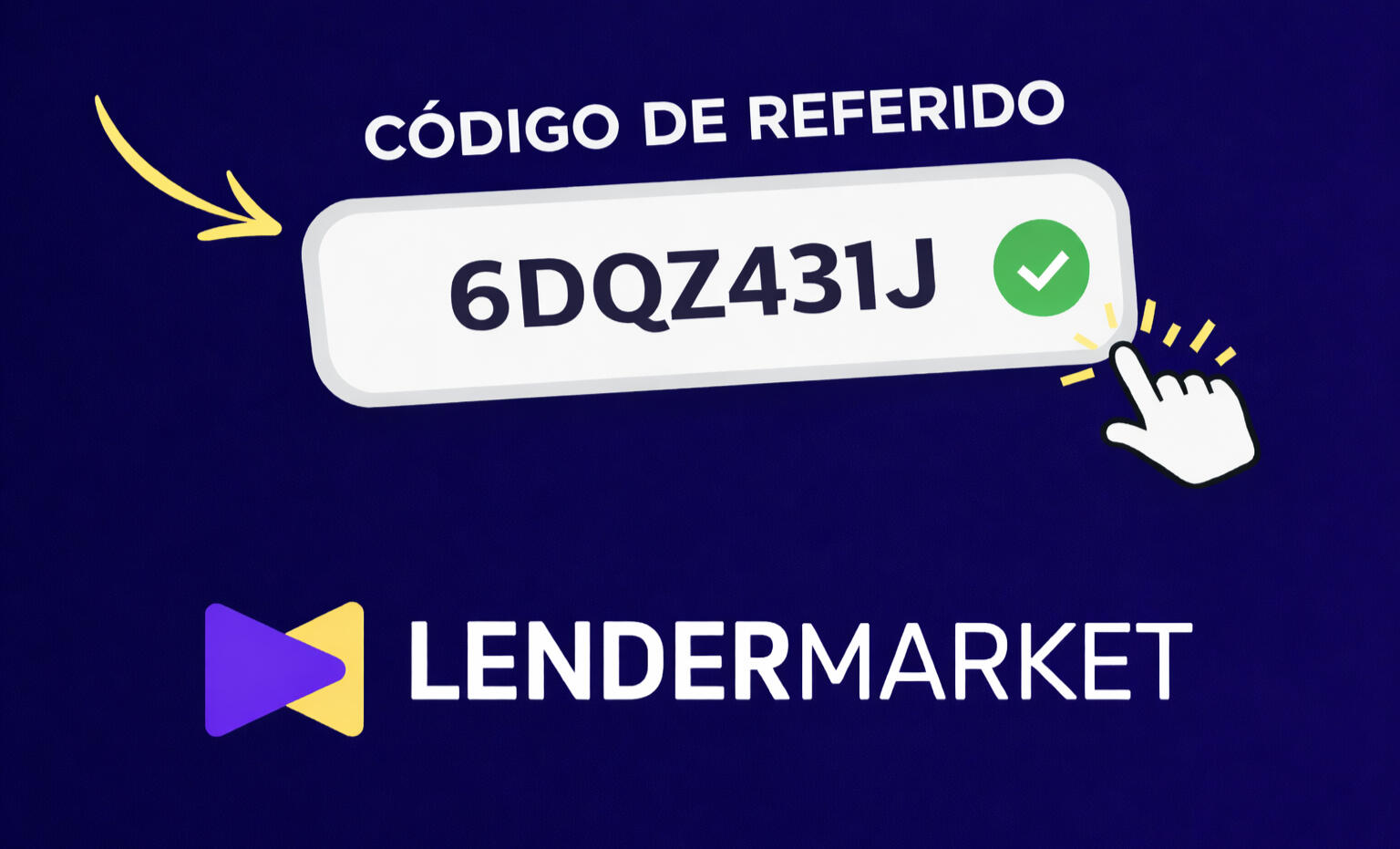 Código de referido Lendermarket 6DQZ431J: consigue 75€ de bonus al registrarte Código de referido Lendermarket 6DQZ431J para obtener 75€ de bonus - Plataforma europea de inversión en crowdlending